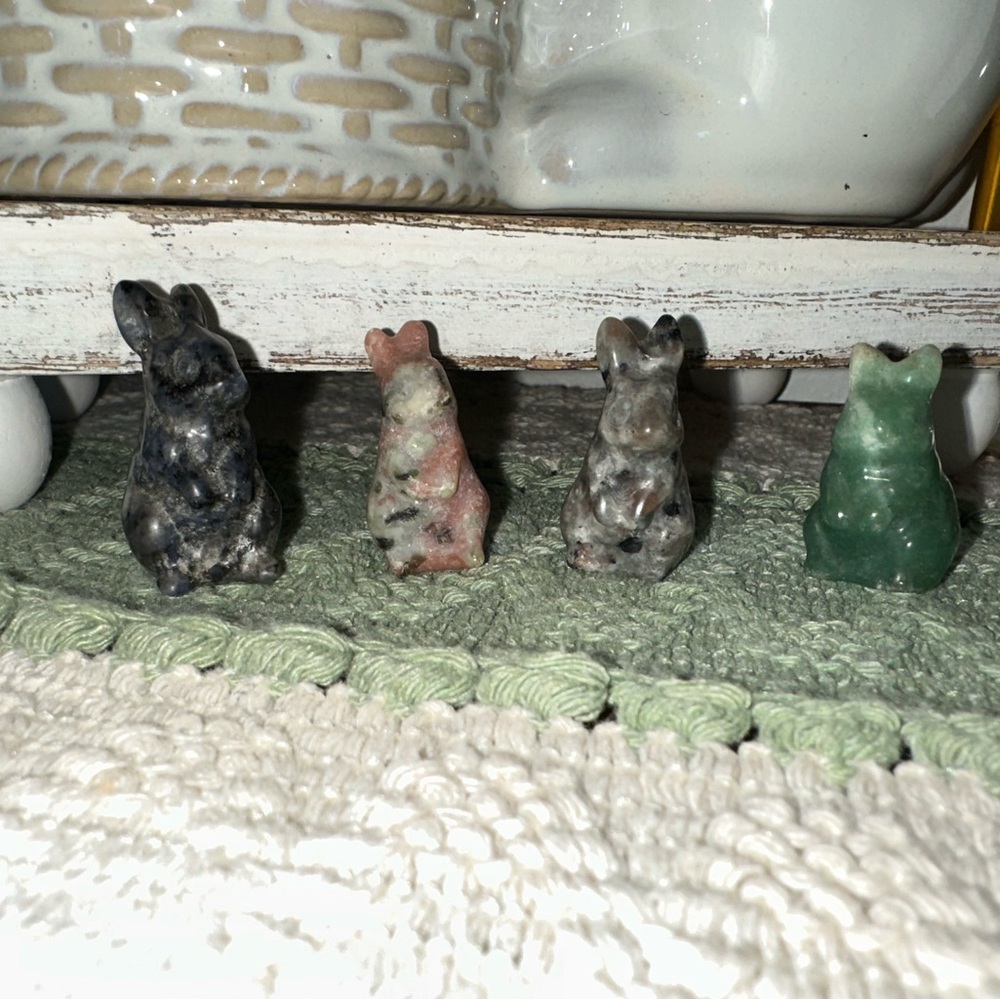 Handcrafted Crystal Rabbit Figurines - Set of 4